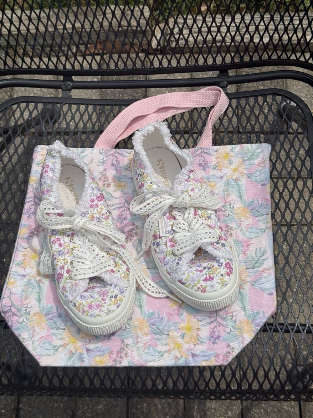 Limited Edition LoveShackFancy x Superga Tennis Shoes &Totewith Original Shoebox